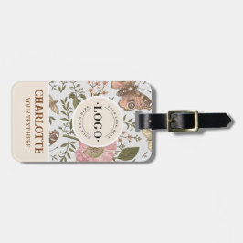 モダンでおしゃれなワイルドフラワーのボタニカル フローラル モノグラム ラゲッジタグ
