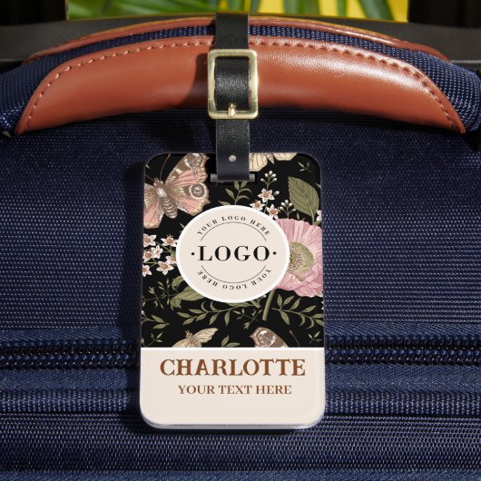 モダンでおしゃれなワイルドフラワーのボタニカル フローラル モノグラム ラゲッジタグ (正面インサイチュ2)