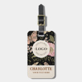 モダンでおしゃれなワイルドフラワーのボタニカル フローラル モノグラム ラゲッジタグ (正面縦)