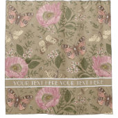 モダンでおしゃれなワイルドフラワーの植物学的な花のモノグラム シャワーカーテン (正面)