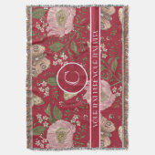 モダンでおしゃれなワイルドフラワーの植物学的な花のモノグラム スローブランケット (正面縦)