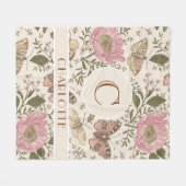 モダンでおしゃれなワイルドフラワーの植物学的な花のモノグラム フリースブランケット (正面(横))