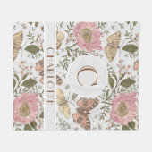 モダンでおしゃれなワイルドフラワーの植物学的な花のモノグラム フリースブランケット (正面(横))