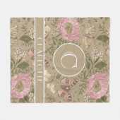 モダンでおしゃれなワイルドフラワーの植物学的な花のモノグラム フリースブランケット (正面(横))