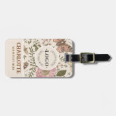 モダンでおしゃれなワイルドフラワーの植物学的な花のモノグラム ラゲッジタグ (正面横)