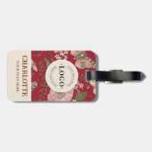 モダンでおしゃれなワイルドフラワーの植物学的な花のモノグラム ラゲッジタグ (裏面横)