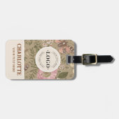 モダンでおしゃれなワイルドフラワーの植物学的な花のモノグラム ラゲッジタグ (正面横)