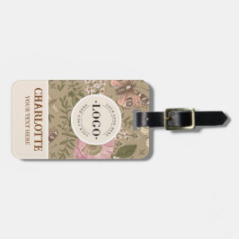 モダンでおしゃれなワイルドフラワーの植物学的な花のモノグラム ラゲッジタグ