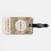 モダンでおしゃれなワイルドフラワーの植物学的な花のモノグラム ラゲッジタグ (裏面横)