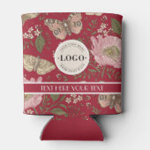 モダンでおしゃれなワイルドフラワーの植物学的な花のモノグラム 缶クーラー (裏面)