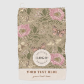 モダンでおしゃれなワイルドフラワーボタニカル フローラル モノグラム ゴルフタオル (正面)