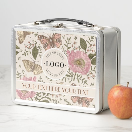 モダンでおしゃれなワイルドフラワーボタニカル フローラル モノグラム メタルランチボックス (インサイチュ)