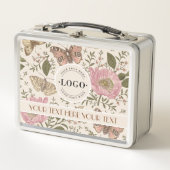モダンでおしゃれなワイルドフラワーボタニカル フローラル モノグラム メタルランチボックス (正面)