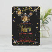 モダンでおしゃれな企業のクリスマス ゴールドデコレーション 招待状 (スタンド正面)