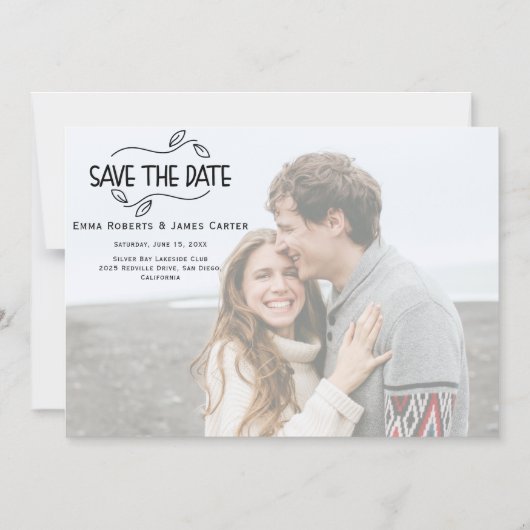 モダンでおしゃれな写真付きSave the Dateマグネット マグネット招待状 (正面)