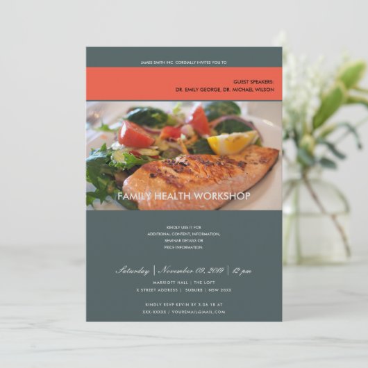 モダンでおしゃれな写真撮影会 グレー ワークショップ イベント招待状 招待状 (スタンド正面)