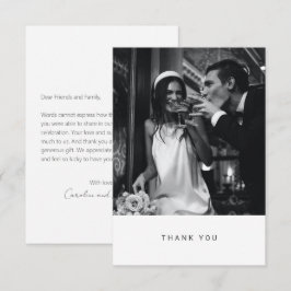 モダンでおしゃれな写真結婚式 サンキューカード