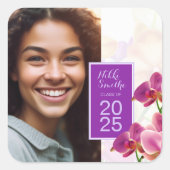 モダンでおしゃれな写真 卒業ステッカー スクエアシール (正面)