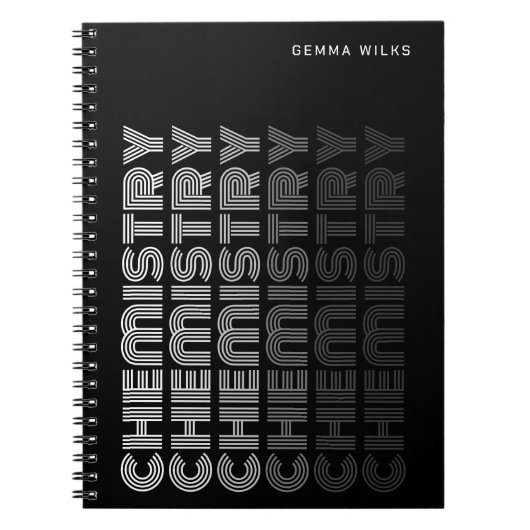 モダンでおしゃれな化学科目ノート 黒 ノートブック (正面)