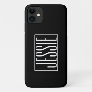 モダンでおしゃれな名前や単語 黒地に白文字 iPhone 11 ケース