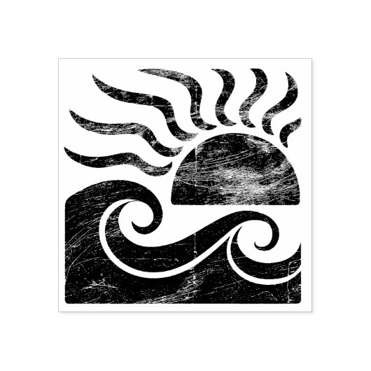 モダンでおしゃれな夏のトロピカルビーチの夕焼け ラバースタンプ (インプリント)