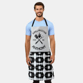モダンでおしゃれな大人向けのレトロなGRILLMASTERカスタム エプロン (着用した状態)
