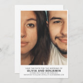 モダンでおしゃれな大胆なタイポグラフィーの写真 ウェディング セーブザデート (正面/裏面)