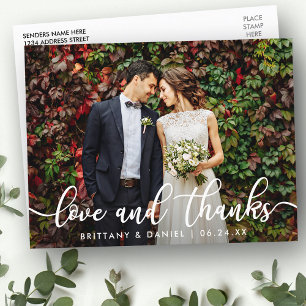 モダンでおしゃれな愛と感謝 結婚式の写真 ポストカード