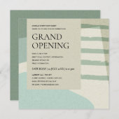 モダンでおしゃれな抽象的なアクアブルーのアート作品のグランドオープニング 招待状 (正面/裏面)