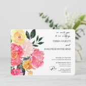 モダンでおしゃれな抽象的なピンクの花のカスタム結婚式 招待状 (スタンド正面)