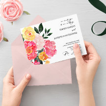 モダンでおしゃれな抽象的なピンクの花のカスタム結婚式