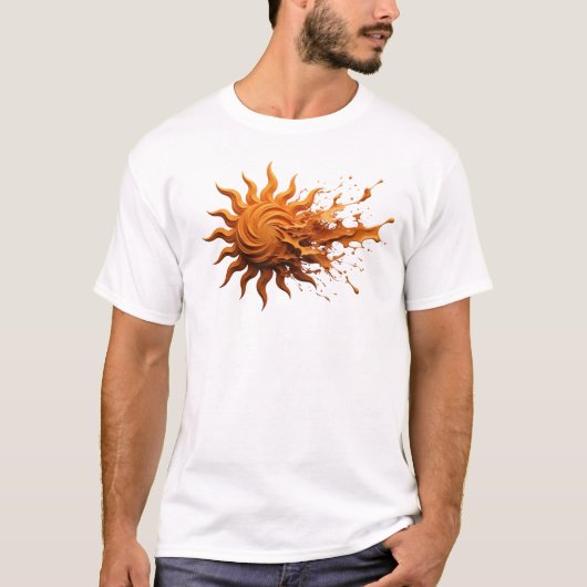 モダンでおしゃれな抽象的な太陽のファッションアート Tシャツ (正面)
