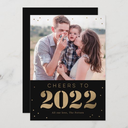 モダンでおしゃれな新年の写真カード シーズンカード (正面/裏面)