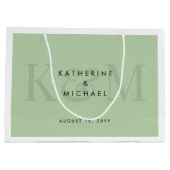 モダンでおしゃれな新郎新婦の名前 ウェディング ラージペーパーバッグ (裏面)