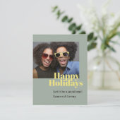 モダンでおしゃれな明るいポジティブな手書き風フォトカード シーズンカード (スタンド正面)