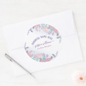 モダンでおしゃれな水彩ブルーのハイドランジアの花のデザイン ラウンドシール (封筒)