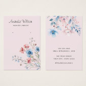 モダンでおしゃれな水彩花柄イヤリングの展示カード (正面&裏面)