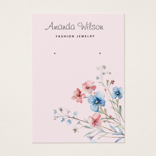 モダンでおしゃれな水彩花柄イヤリングの展示カード (正面)
