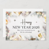 モダンでおしゃれな白とグレーのニューイヤーカード シーズンカード (正面/裏面)