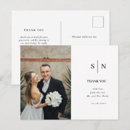 モダンでおしゃれな白と黒の結婚式 ポストカード