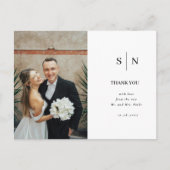 モダンでおしゃれな白と黒の結婚式 ポストカード (正面)