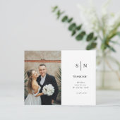 モダンでおしゃれな白と黒の結婚式 ポストカード (スタンド正面)
