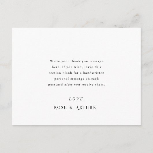 モダンでおしゃれな結婚式のお礼ポストカード ポストカード (裏面)
