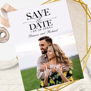 モダンでおしゃれな結婚式の事前お知らせフォト ポストカード