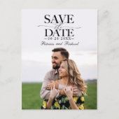 モダンでおしゃれな結婚式の事前お知らせフォト ポストカード (正面)