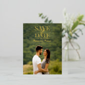 モダンでおしゃれな結婚式の事前お知らせフォト 箔シーズンポストカード (立ち正面)