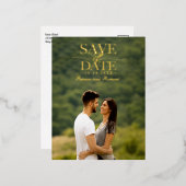 モダンでおしゃれな結婚式の事前お知らせフォト 箔シーズンポストカード (正面/裏面)