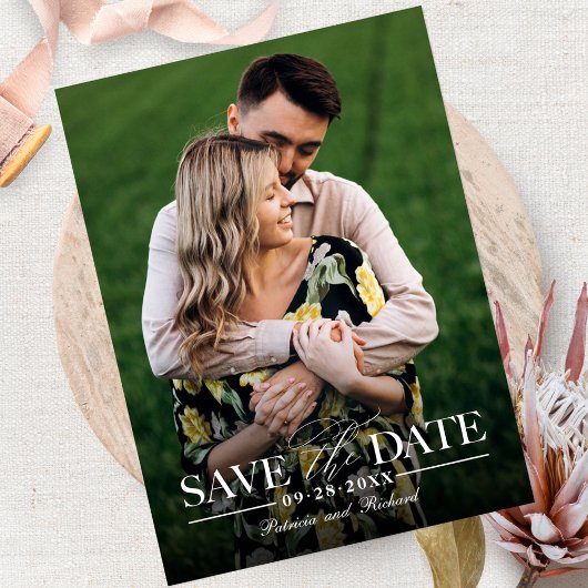 モダンでおしゃれな結婚式 Save The Date フォト ポストカード