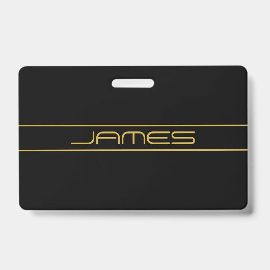 モダンでおしゃれな編集可能なゴールドテキストとストライプ バッジ (表面)