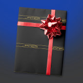 モダンでおしゃれな編集可能なゴールドテキストとストライプ ラッピングペーパー